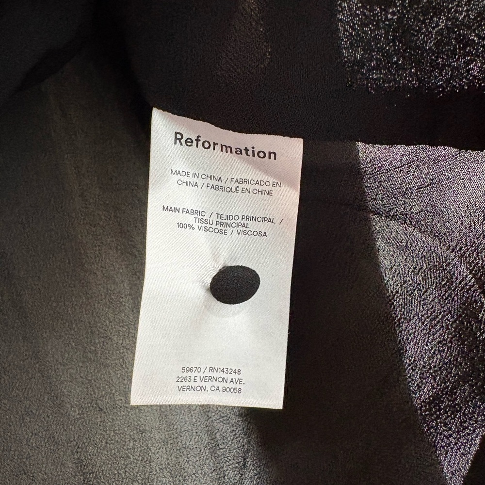 Reformation Blouse, Semi Sheer Button Up - Picture 4 of 6